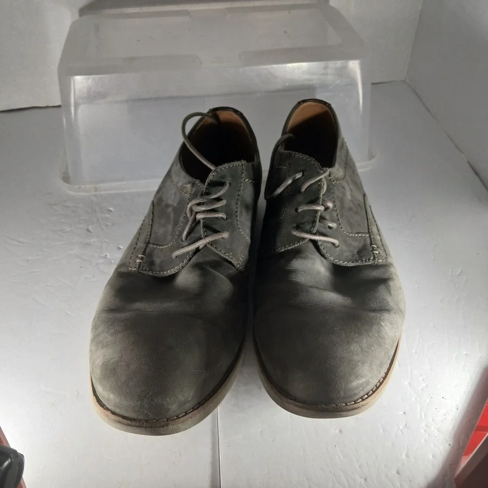 Clarks Collection Mens Oxford Shoes Size 9.5 Grey Leather Ultimate Comfort Dress